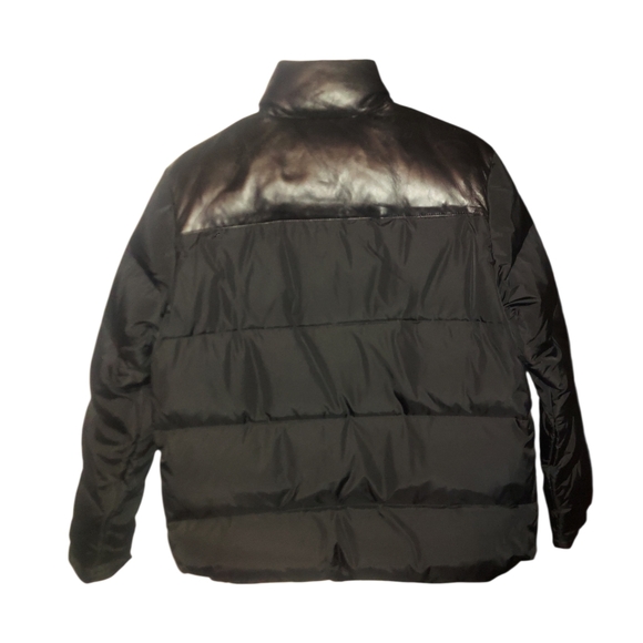 Coach Men’s Down Puffer Jacket Leather Yoke Black Size M 80/20 Down - Picture 8 of 11